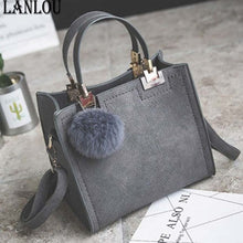 Load image into Gallery viewer, LANLOU handbag women shoulder bag luxury handbags women bags designer High-grade Scrub leather messenger bag Hairball women bag