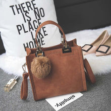 Load image into Gallery viewer, LANLOU handbag women shoulder bag luxury handbags women bags designer High-grade Scrub leather messenger bag Hairball women bag